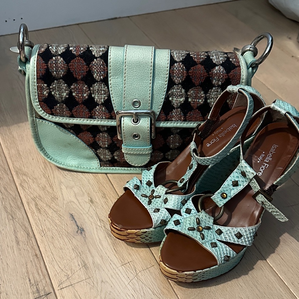 Y2K Isabelle Fiore Handbag & Shoes Set  ! Size 7 wedges.  2 item set - Picture 2 of 16